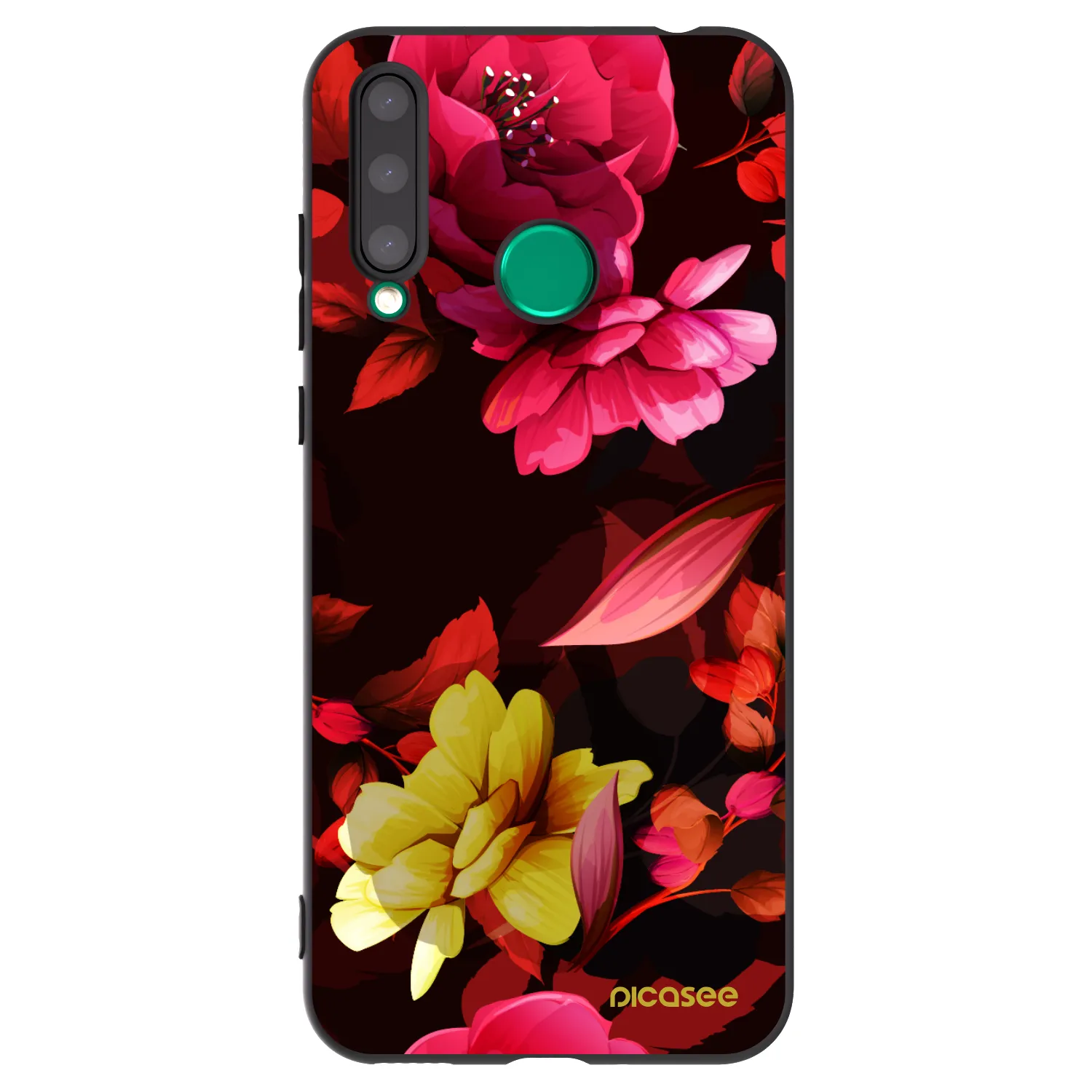 Picasee crna silikonska maskica za Honor 20 Lite - Dark Peonny