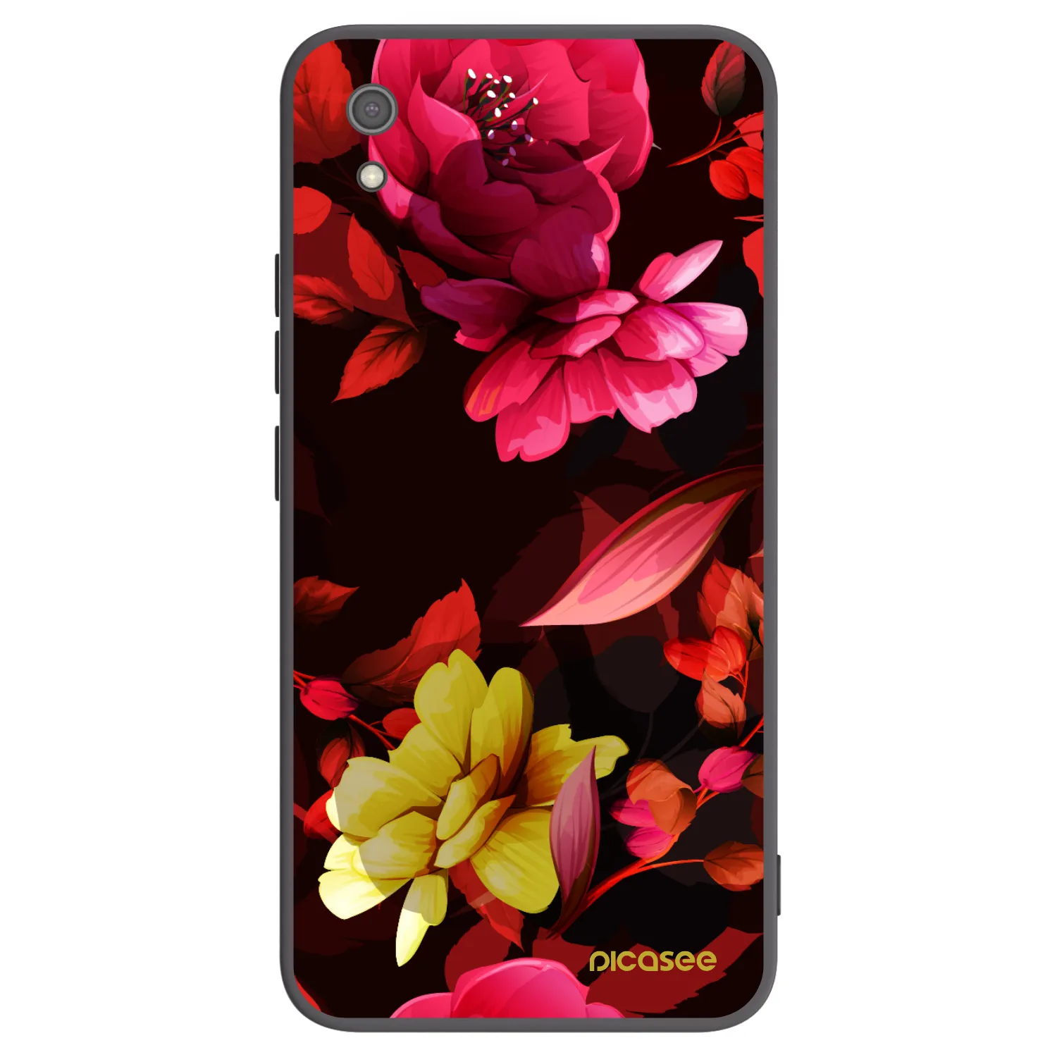 Picasee crna silikonska maskica za Xiaomi Redmi 7A - Dark Peonny