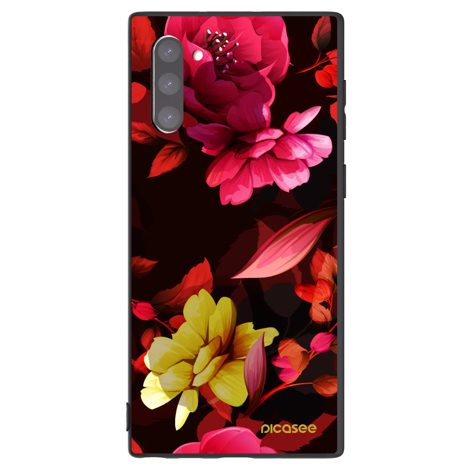 Picasee crna silikonska maskica za Samsung Galaxy Note 10 N970F - Dark Peonny
