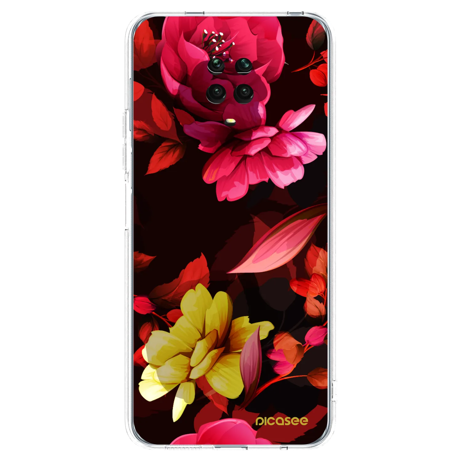 Picasee silikonska prozirna maskica za Xiaomi Redmi Note 9 Pro - Dark Peonny
