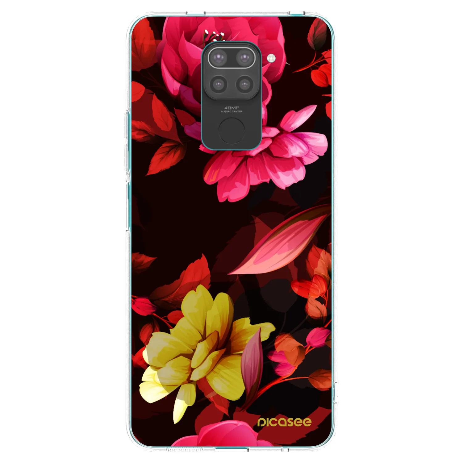 Picasee crna silikonska maskica za Xiaomi Redmi Note 9 - Dark Peonny