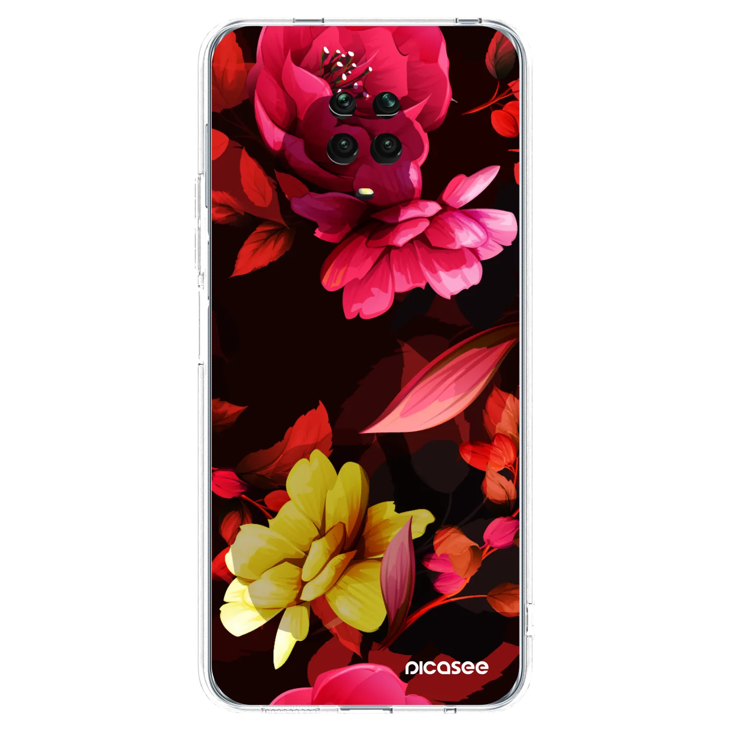 Picasee silikonska prozirna maskica za Xiaomi Redmi Note 9S - Dark Peonny