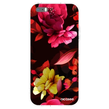 Picasee silikonska prozirna maskica za Apple iPhone 5/5S/SE - Dark Peonny