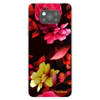 Picasee crna silikonska maskica za Xiaomi Poco X3 - Dark Peonny