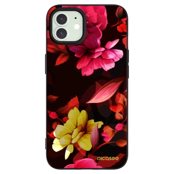 Picasee crna silikonska maskica za Apple iPhone 12 - Dark Peonny
