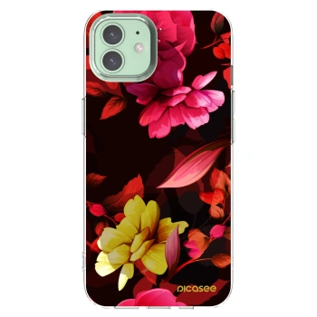 Picasee silikonska prozirna maskica za Apple iPhone 12 Pro - Dark Peonny