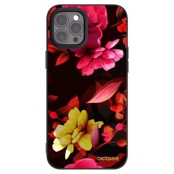 Picasee crna silikonska maskica za Apple iPhone 12 Pro Max - Dark Peonny