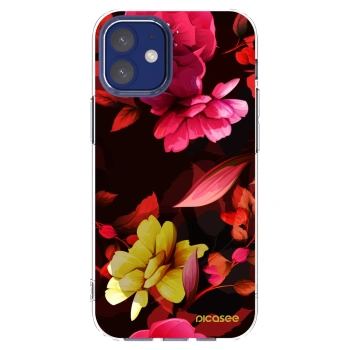 Picasee silikonska prozirna maskica za Apple iPhone 12 mini - Dark Peonny