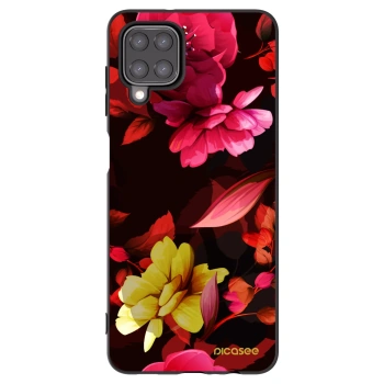 Picasee crna silikonska maskica za Samsung Galaxy A12 A125F - Dark Peonny