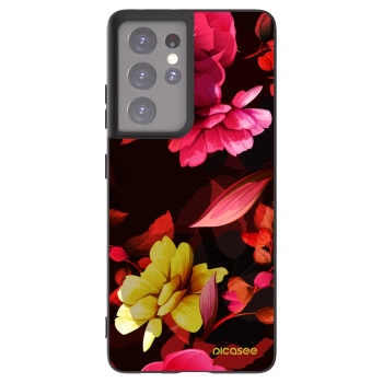 Picasee crna silikonska maskica za Samsung Galaxy S21 Ultra 5G G998B - Dark Peonny