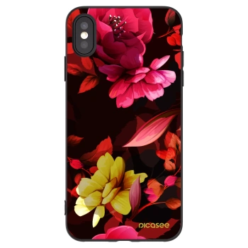 Picasee crna silikonska maskica za Apple iPhone XS Max - Dark Peonny