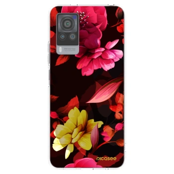 Picasee silikonska prozirna maskica za Vivo X60 Pro 5G - Dark Peonny