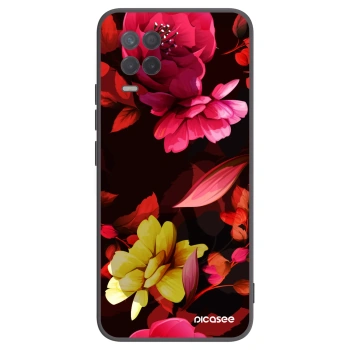 Picasee crna silikonska maskica za Realme 8 5G - Dark Peonny