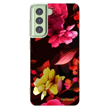 Picasee silikonska prozirna maskica za Samsung Galaxy S21 FE 5G - Dark Peonny