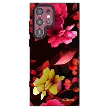 Picasee crna silikonska maskica za Samsung Galaxy S22 Ultra 5G - Dark Peonny