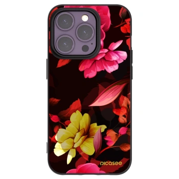 Picasee crna silikonska maskica za Apple iPhone 14 Pro - Dark Peonny