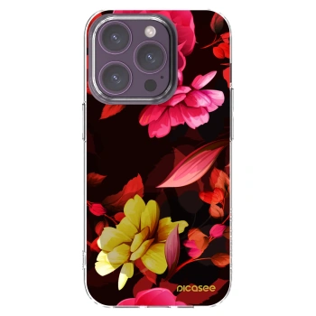 Picasee silikonska prozirna maskica za Apple iPhone 14 Pro - Dark Peonny