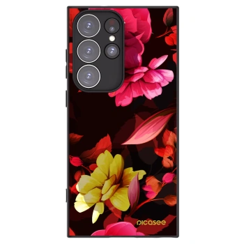 Picasee crna silikonska maskica za Samsung Galaxy S23 Ultra 5G - Dark Peonny