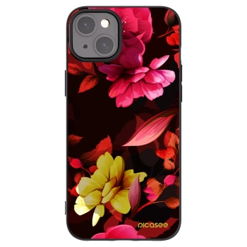 Picasee crna silikonska maskica za Apple iPhone 15 Plus - Dark Peonny