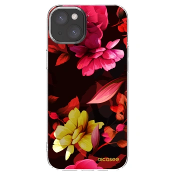 Picasee silikonska prozirna maskica za Apple iPhone 15 Plus - Dark Peonny