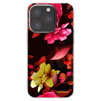 Picasee silikonska prozirna maskica za Apple iPhone 15 Pro - Dark Peonny