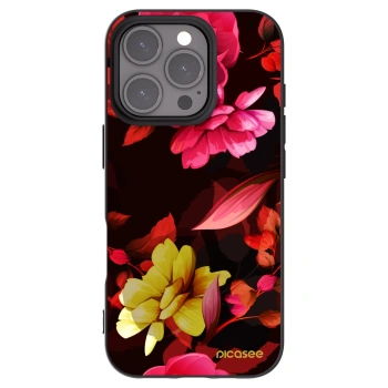 Picasee crna silikonska maskica za Apple iPhone 16 Pro - Dark Peonny
