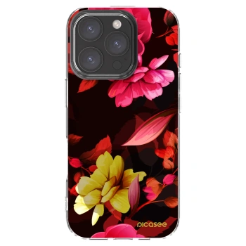 Picasee silikonska prozirna maskica za Apple iPhone 16 Pro - Dark Peonny