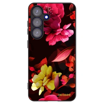 Picasee crna silikonska maskica za Samsung Galaxy S25 5G - Dark Peonny