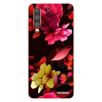 Picasee silikonska prozirna maskica za Huawei P30 - Dark Peonny
