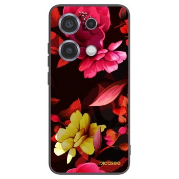Picasee crna silikonska maskica za Xiaomi Redmi Note 14S - Dark Peonny
