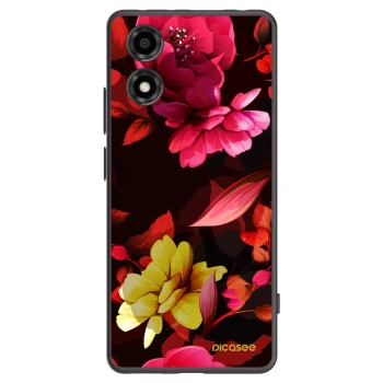 Picasee crna silikonska maskica za Motorola Moto E14 - Dark Peonny