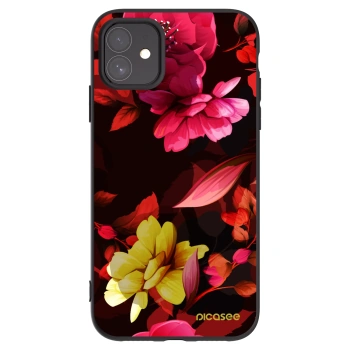 Picasee crna silikonska maskica za Apple iPhone 11 - Dark Peonny