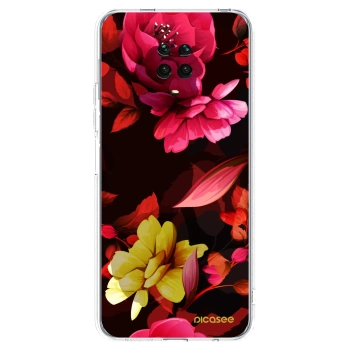 Picasee silikonska prozirna maskica za Xiaomi Redmi Note 9 Pro - Dark Peonny