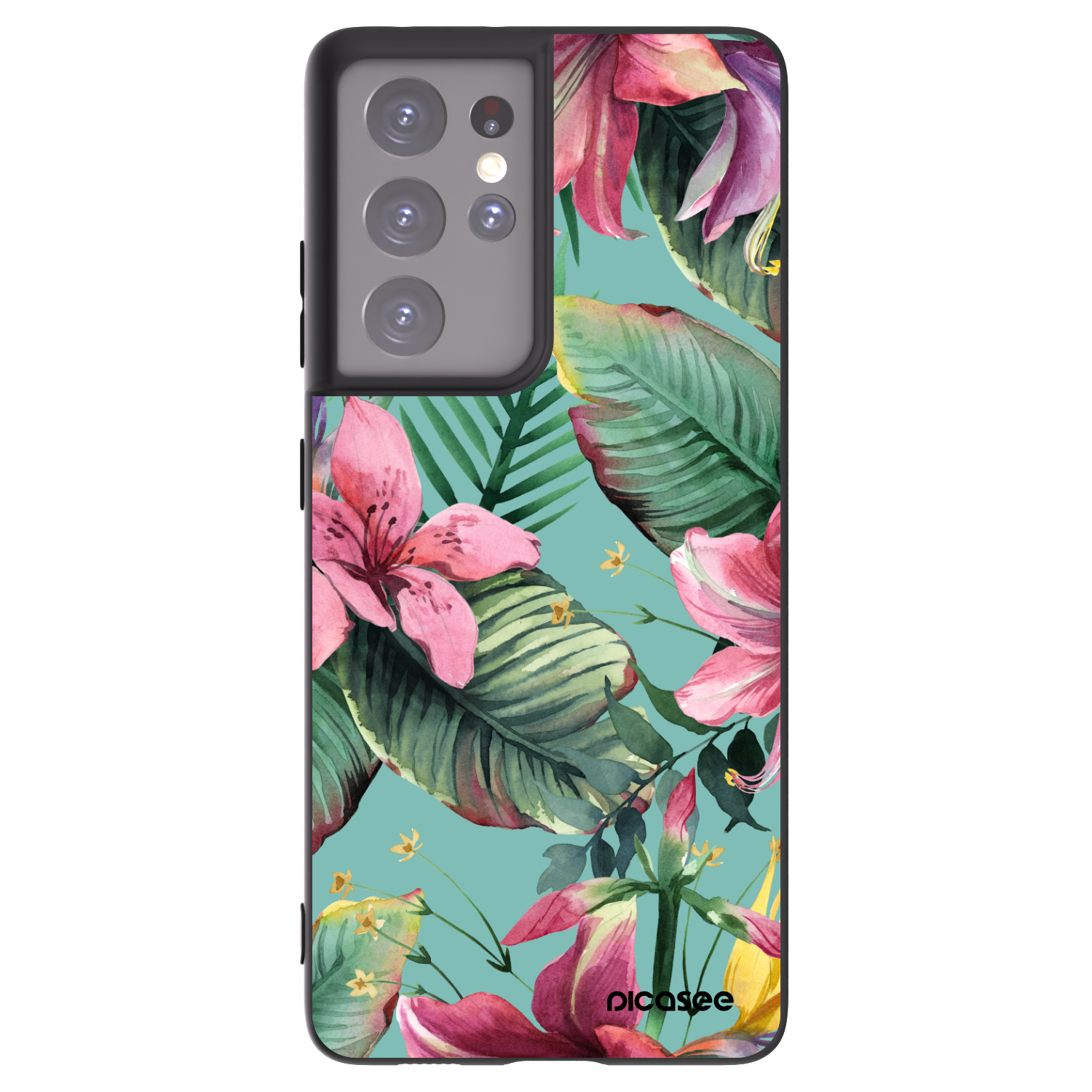 Picasee crna silikonska maskica za Samsung Galaxy S21 Ultra 5G G998B - Hawaii