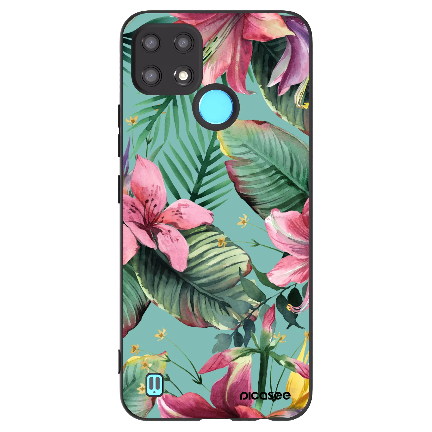 Picasee crna silikonska maskica za Realme C21 - Hawaii