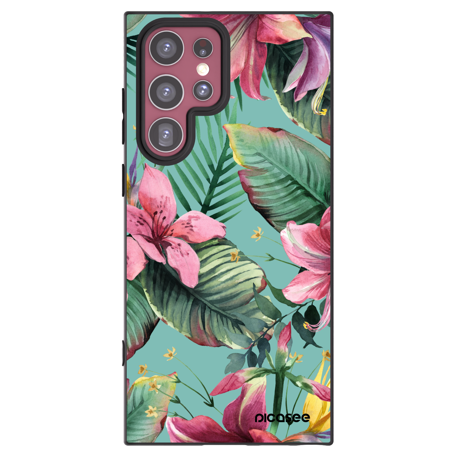 Picasee crna silikonska maskica za Samsung Galaxy S22 Ultra 5G - Hawaii