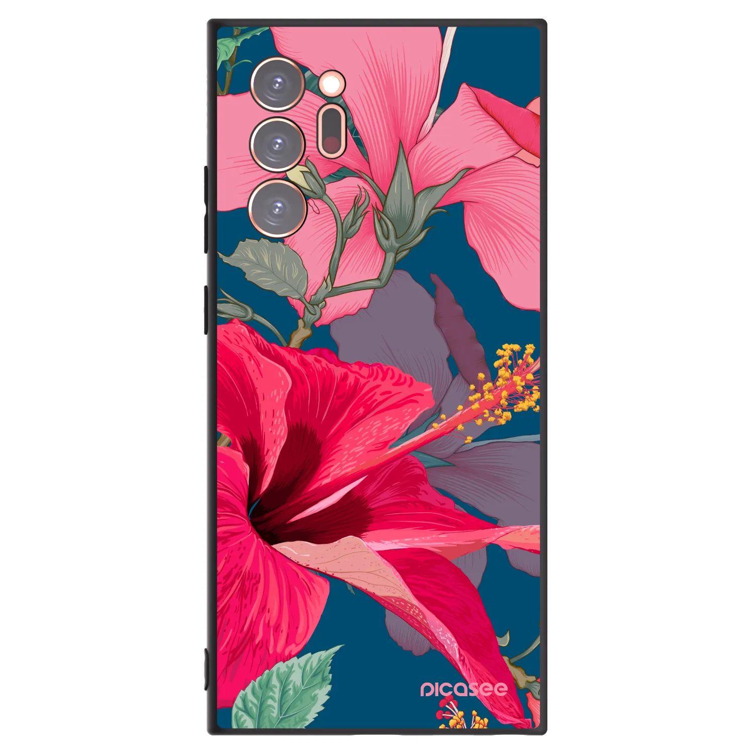 Picasee crna silikonska maskica za Samsung Galaxy Note 20 Ultra - Hibiscus