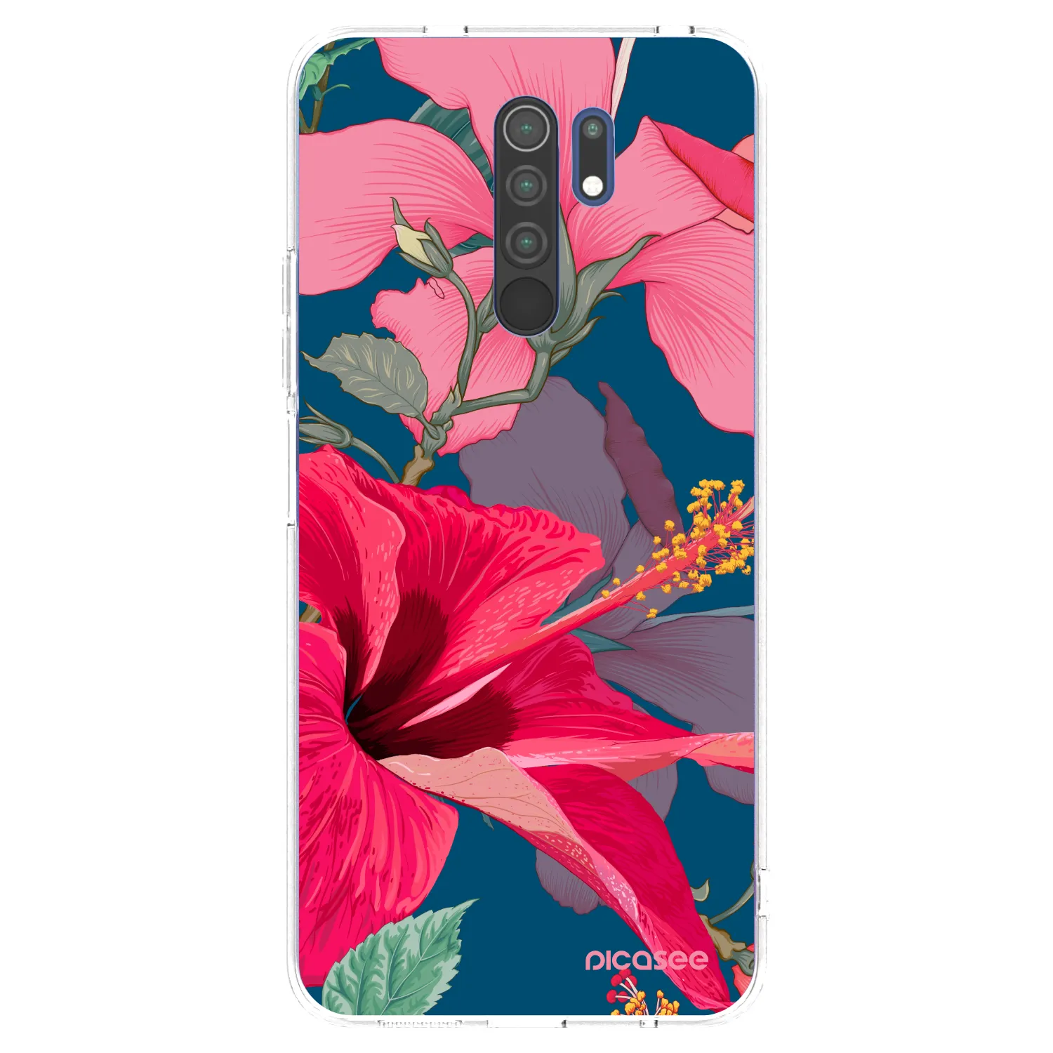 Picasee silikonska prozirna maskica za Xiaomi Redmi 9 - Hibiscus