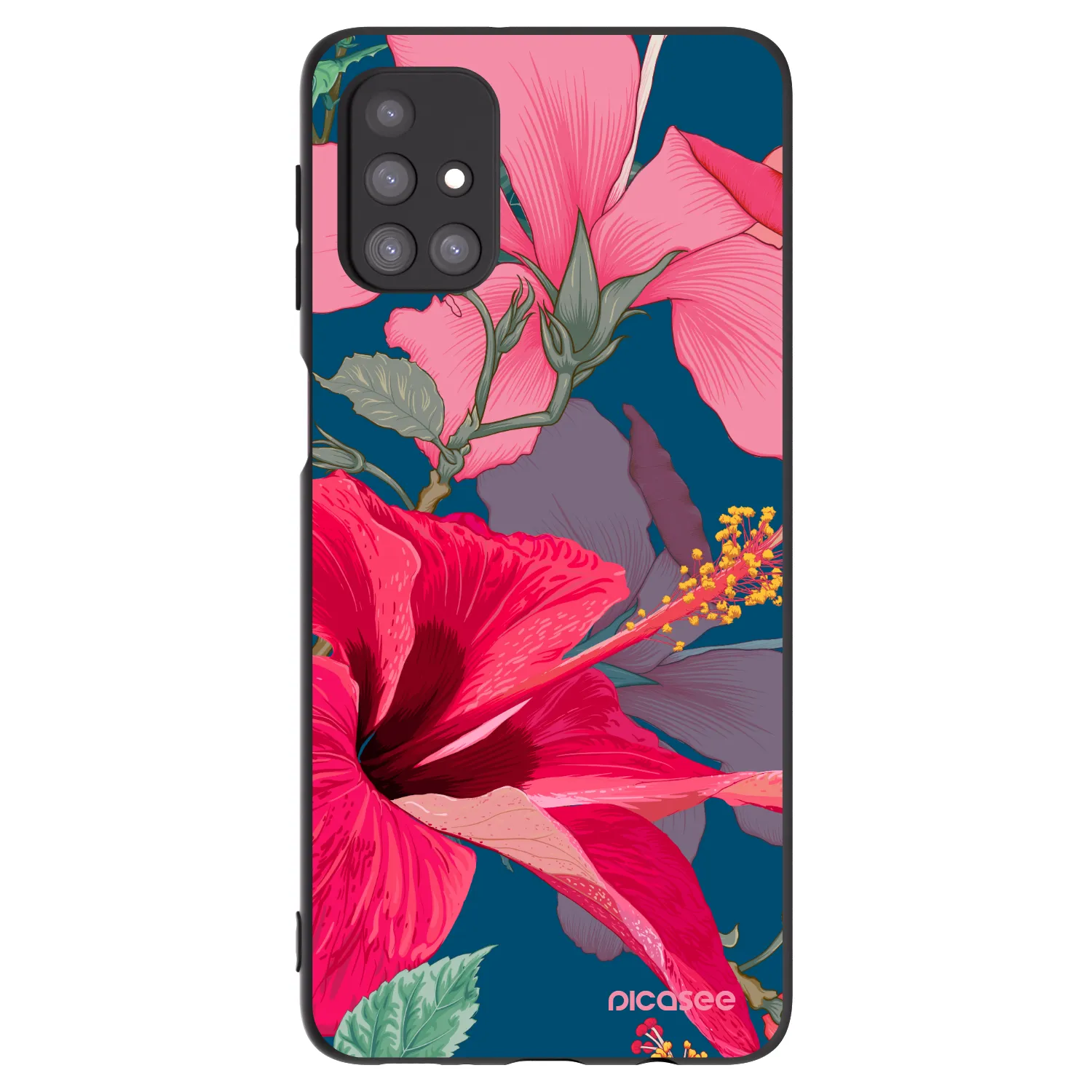 Picasee crna silikonska maskica za Samsung Galaxy M31s - Hibiscus