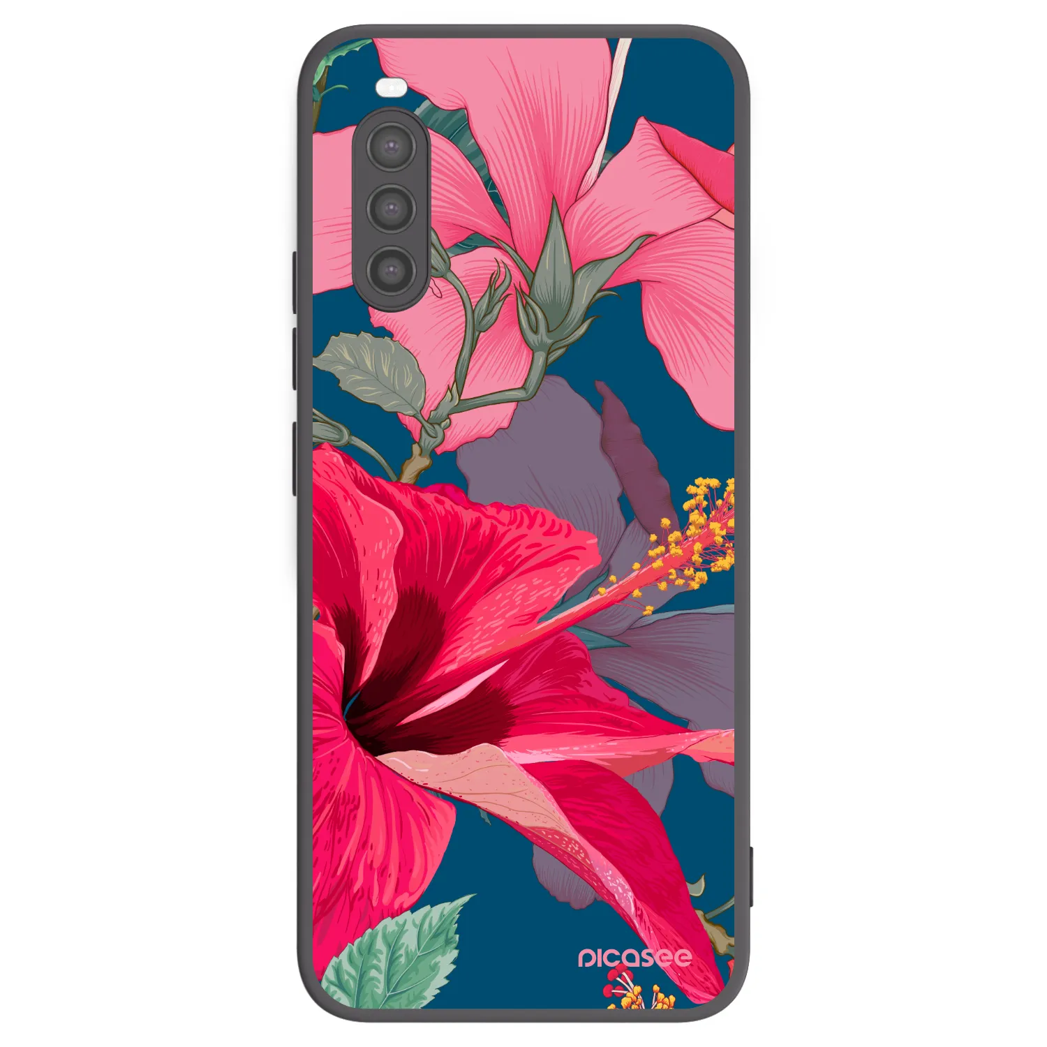 Picasee crna silikonska maskica za Sony Xperia 10 II - Hibiscus