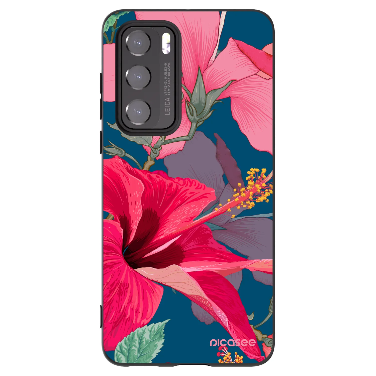 Picasee crna silikonska maskica za Huawei P40 - Hibiscus