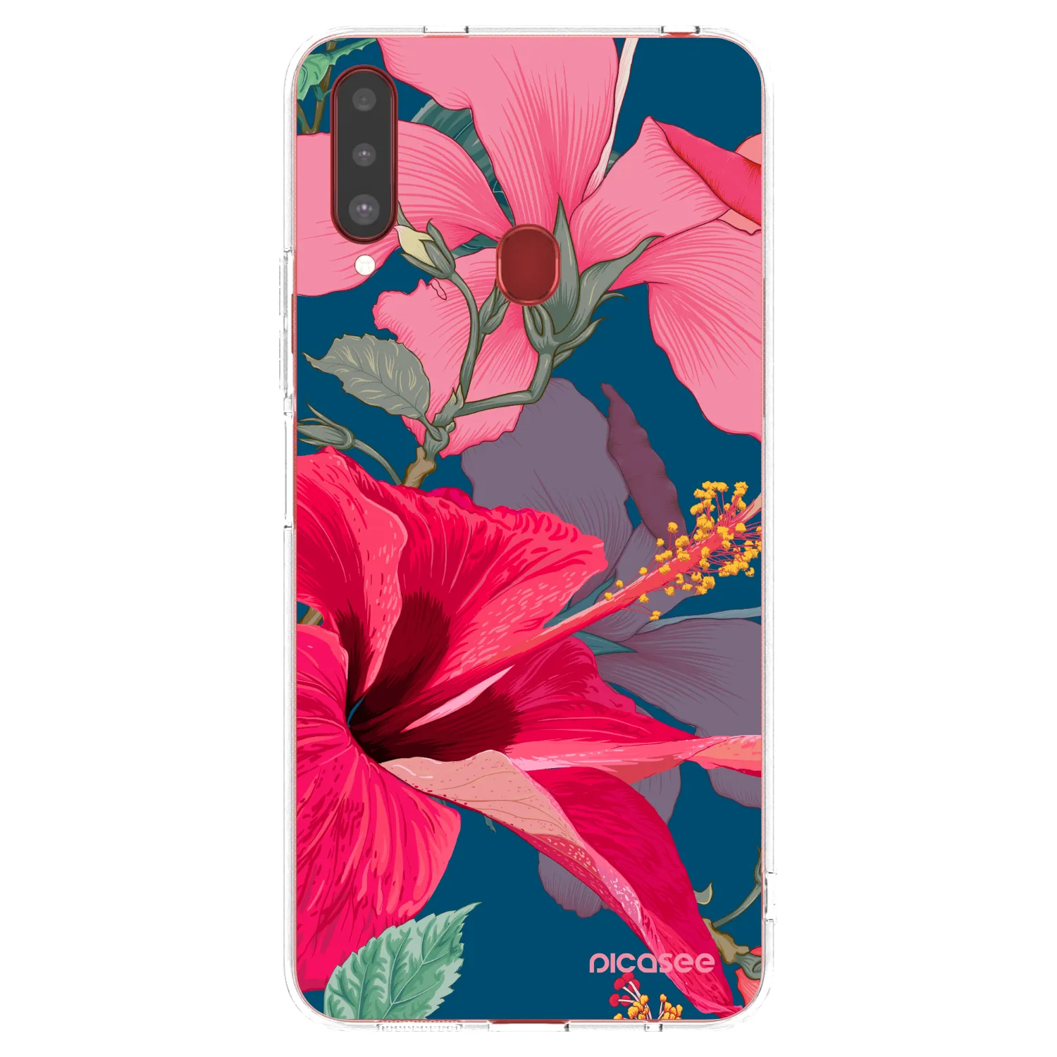 Picasee silikonska prozirna maskica za Samsung Galaxy A20s - Hibiscus
