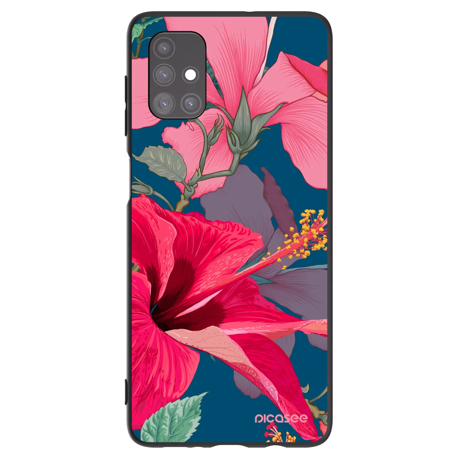 Picasee crna silikonska maskica za Samsung Galaxy M51 M515F - Hibiscus