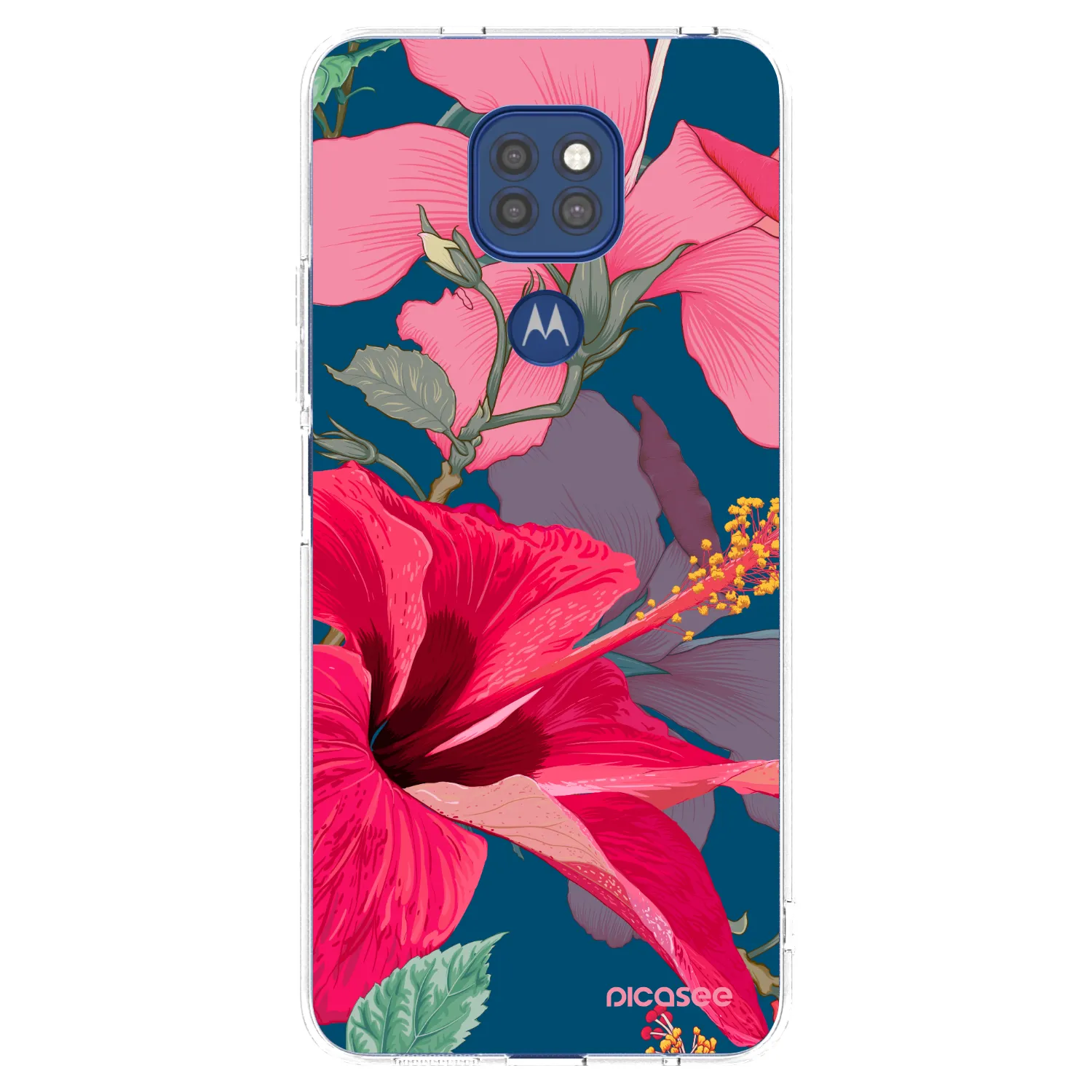 Picasee silikonska prozirna maskica za Motorola Moto G9 Play - Hibiscus