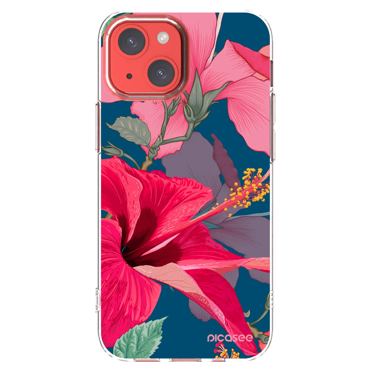Picasee silikonska prozirna maskica za Apple iPhone 13 mini - Hibiscus