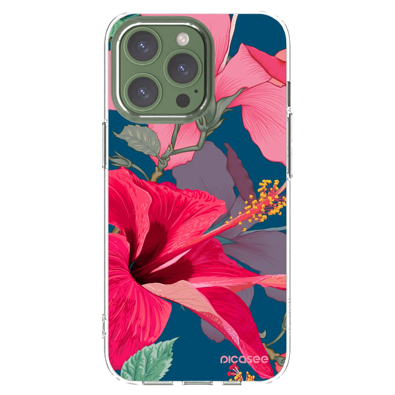 Picasee silikonska prozirna maskica za Apple iPhone 13 Pro - Hibiscus