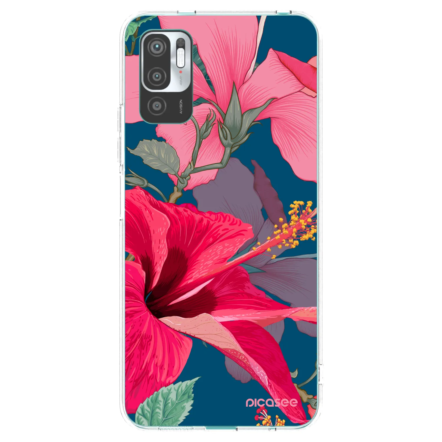 Picasee silikonska prozirna maskica za Xiaomi Redmi Note 10 5G - Hibiscus