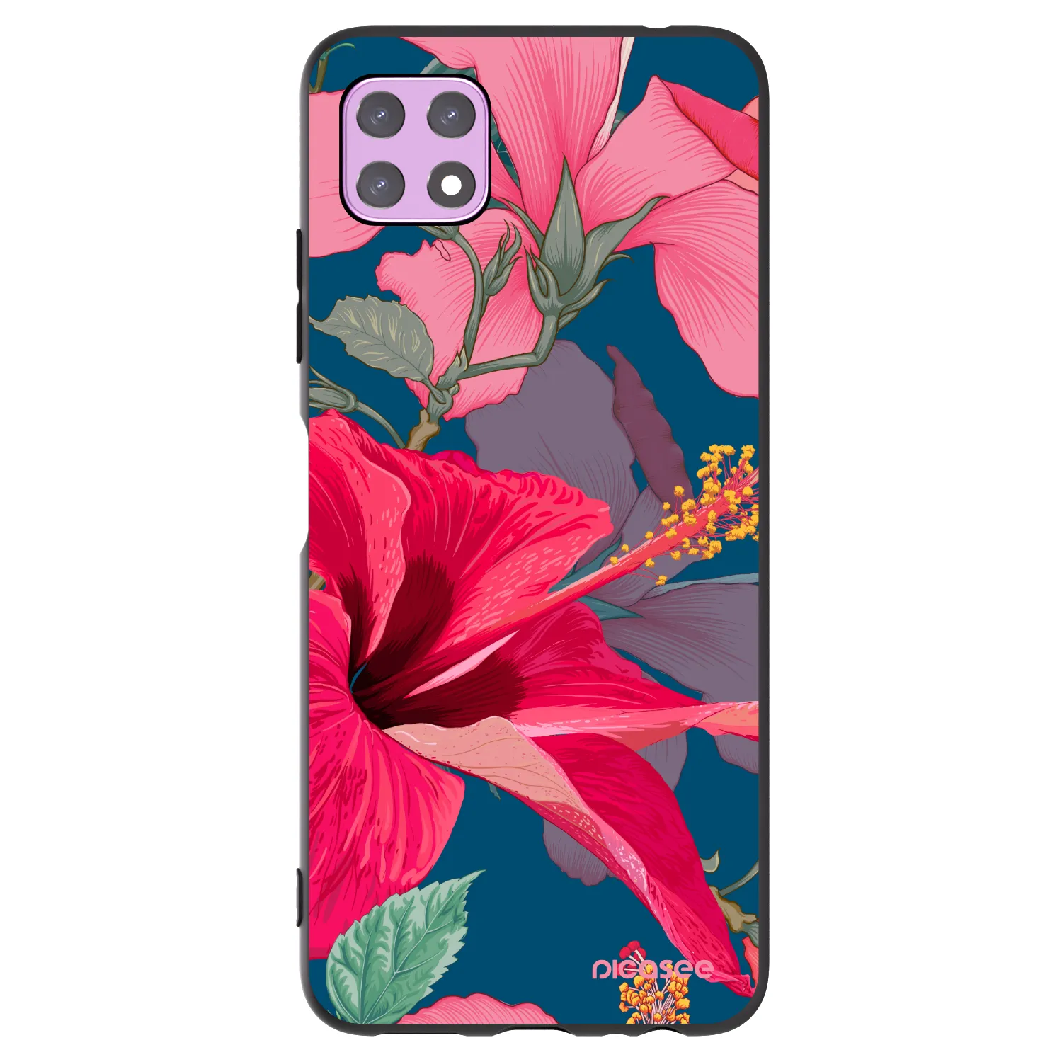 Picasee crna silikonska maskica za Samsung Galaxy A22 A226B 5G - Hibiscus