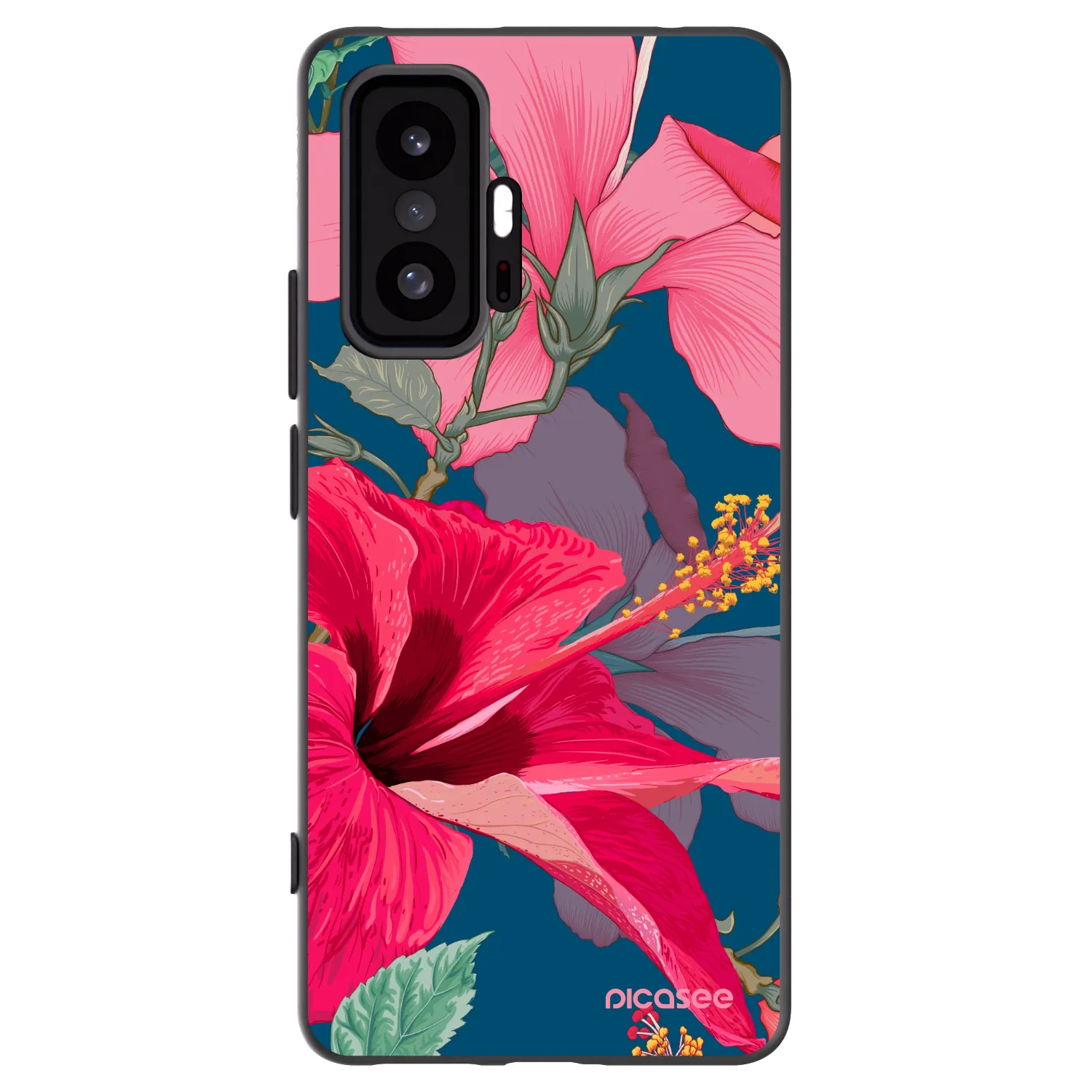 Picasee crna silikonska maskica za Xiaomi 11T Pro - Hibiscus