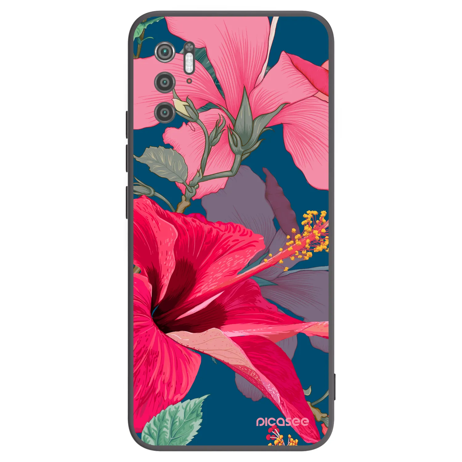 Picasee crna silikonska maskica za Xiaomi Poco M3 Pro 5G - Hibiscus